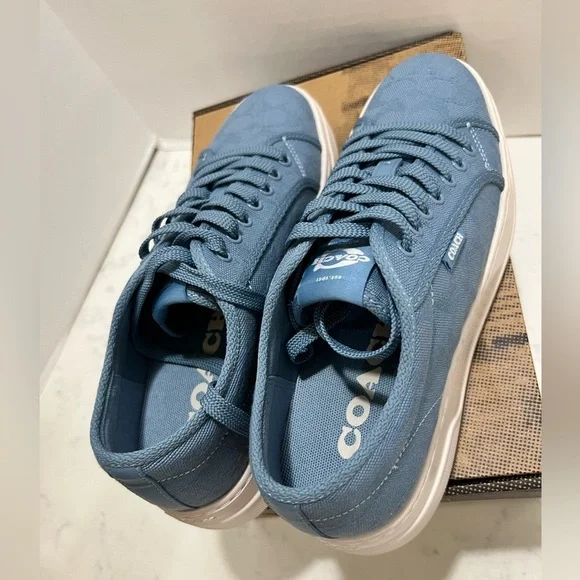COACH MENS CANVAS BLUE SNEAKERS - Picture 8 of 13